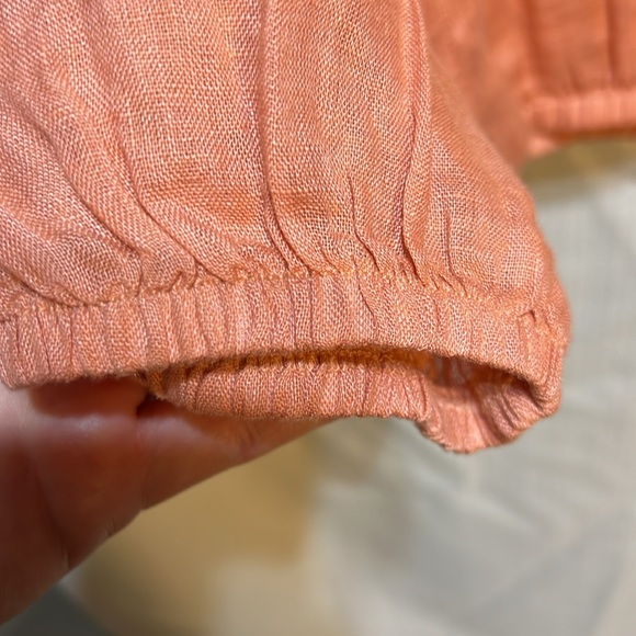 Bella Dahl Linen Cropped Neck Tie Long Sleeve Pullover Top Size Medium Beachy - Picture 5 of 9